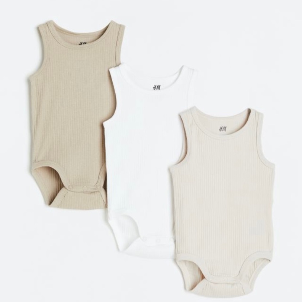 3 Baby pk Natural Unisex Sleeveless Bodysuit sz 12months